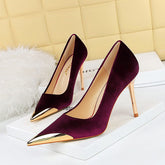 Cocktail Affordable Luxury High Heels Stiletto Heel Metal Pointed Toe Suede Thin Shoes